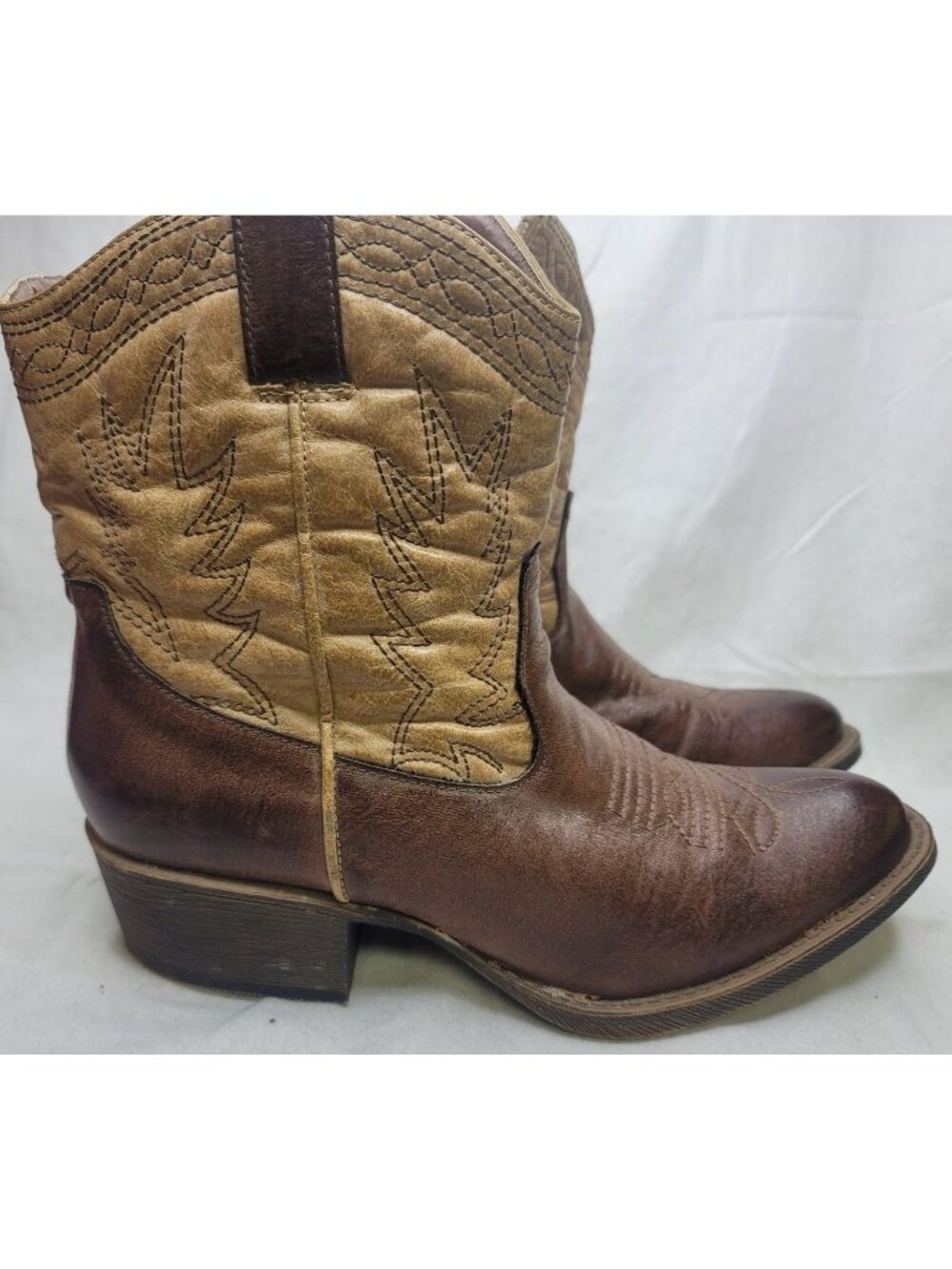 Coconuts by Matisse Pistol Western Boho Boots Brown Faux Leather 7M Side Zip